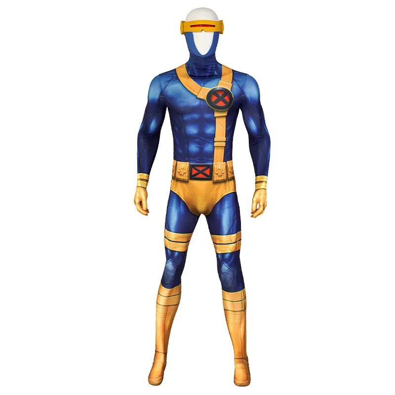 Cyclop-Disfraz de Cosplay con estampado 3D para hombre, mono con máscara, gafas, Hero Catcher, sombra muscular, traje Zentai, traje de Halloween para adultos