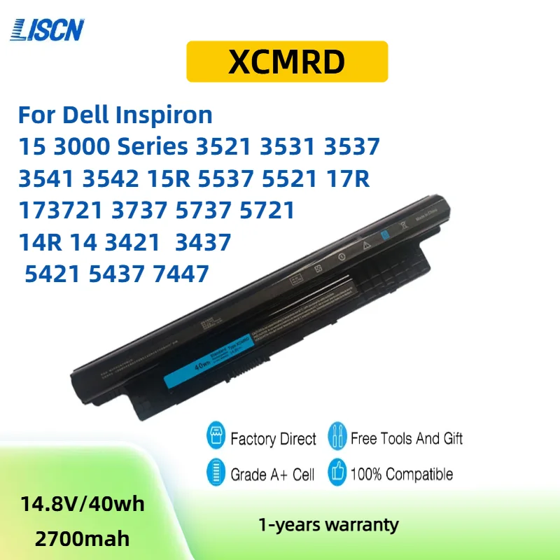 

Аккумулятор XCMRD 40 Втч для Dell Inspiron 15 3000 серии 3542 3543 17 3721 3737 15R 5537 17R 5737 14 3421 3437 14R 5421 Latitude 3540