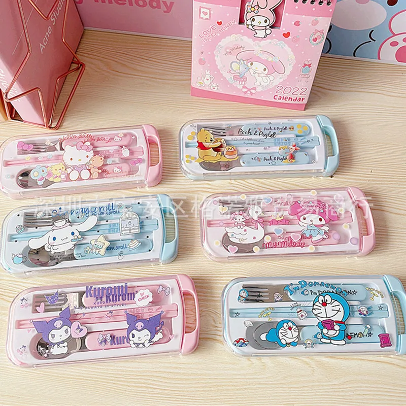 

Sanrio Kawaii Anime Hello Kitty Table Setting Cute Sweet Cinnamoroll My Melody Cartoon Portable Scoop Fork Lovely Gifts for Kids