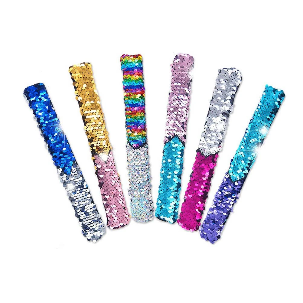 

12 Pcs Wrist Band Sequin Bracelet Strap Kids' Party Favors Papa Circle Slap Child