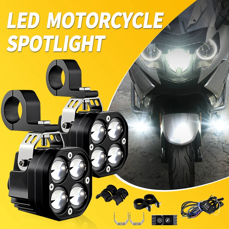 

1 комплект вспомогательных фонарей, светодиодные точечные противотуманные фары для BMW K1600 R1200G, универсальные DRL, мотоциклетные фары, светодиодные белые/янтарные лампы