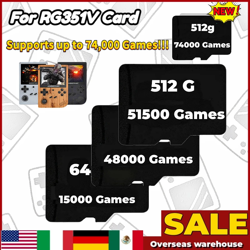 

512GB TF Card for ANBERNIC RG351v Card memory card Preloaded Games ONLY 55000Games for 512G 256G 128G 64G Retro Handheld Game