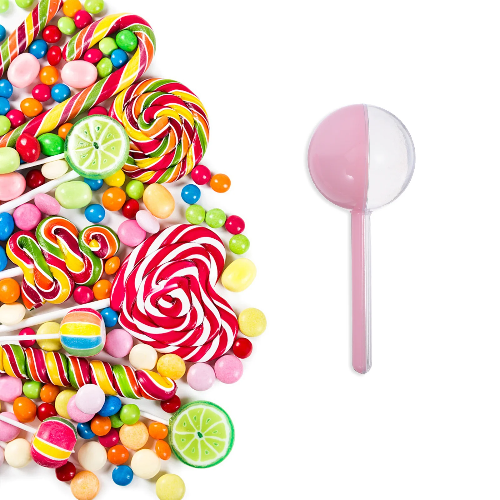 

12Pcs Clear Round Lollipop Storage Case Portable Plastic Candy Box Chocolate Ball Holder Container for Gifts Lollipop Container