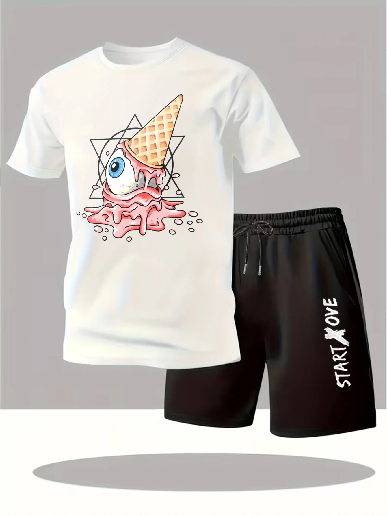 Men's sets 2025 New Fashion sweatshirt set Graphic Printed Short sleeve sweat suit Y2k tracksuits Suit for man Tracksuit men