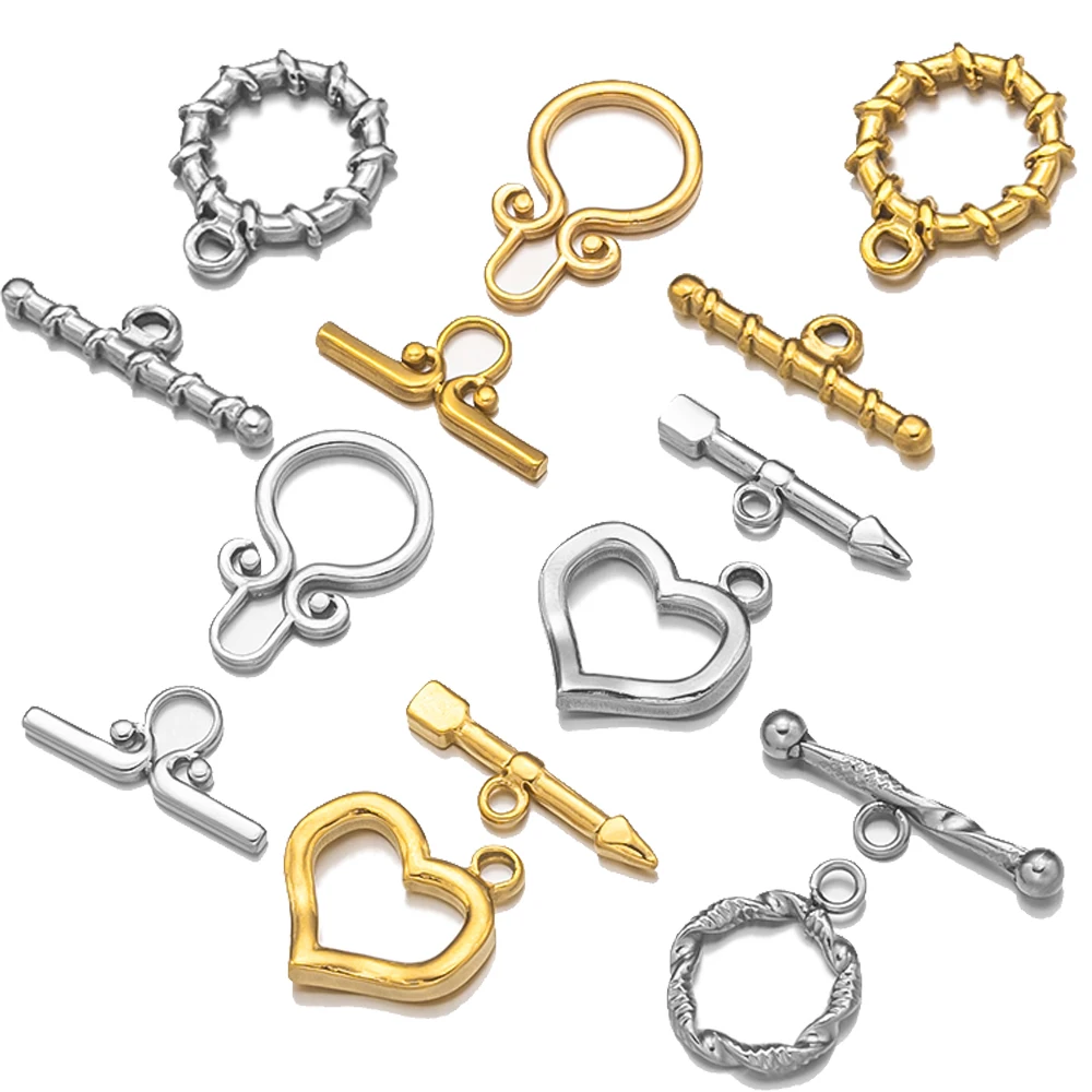 Juego de 2 cierres de extremo OT de palanca dorada de acero inoxidable para collares DIY, pulseras, ganchos, conectores, suministros de joyería, accesorios