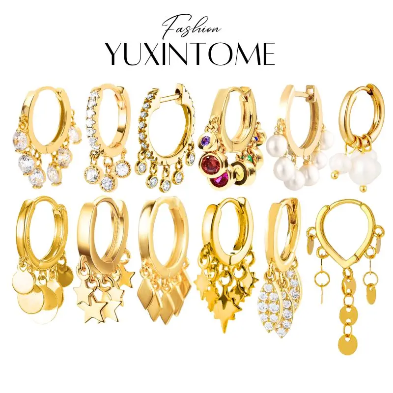 

925 Sterling Silver Needle Star/Round Tassel Hoop Earrings for Women Luxury Colorful Zircon Pearl Pendant Earrings Fine Jewelry