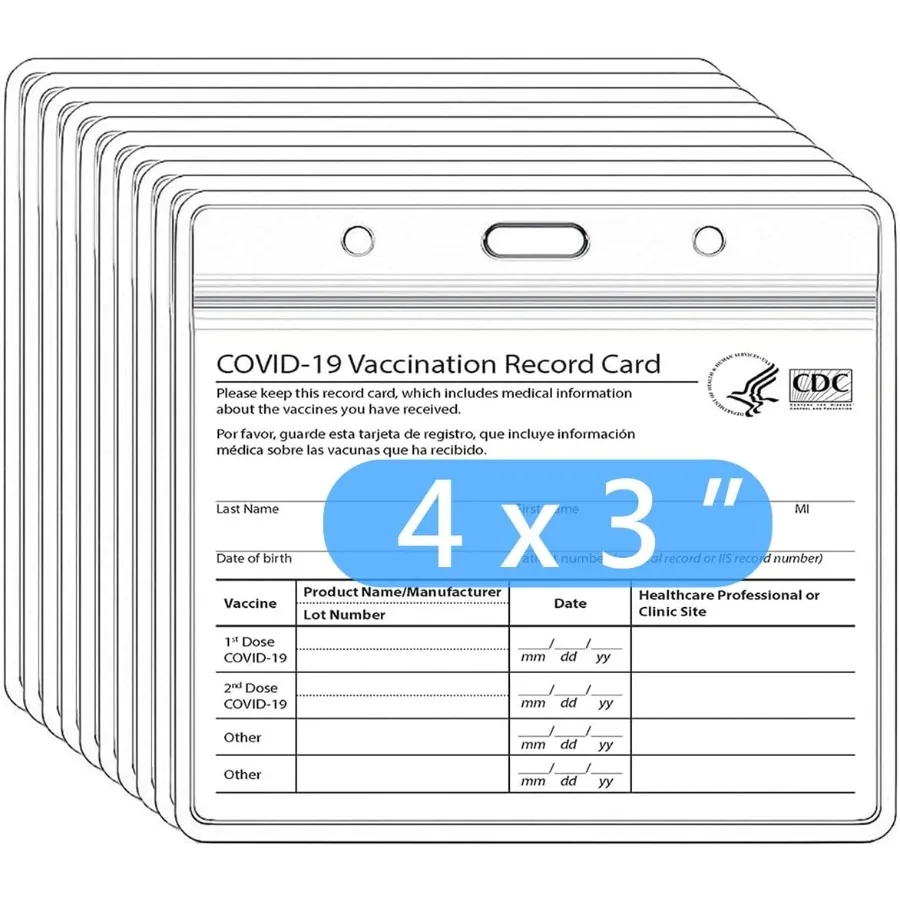 

10 упаковок держателя карты вакцины CDC, защита для карты вакцины, защитная крышка для карты вакцины 3x4 eve Covid Shot, прозрачный винил P