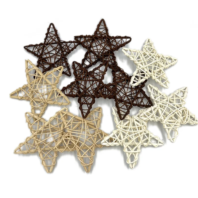 

100pcs 5cm Natural Dried Natural Rattan Stars for Wicker Rattan Hanging Ornaments for Wedding, Christmas Tree, Party Decor