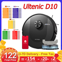 Ultenic D10 Robot Vacuum Cleaner 15min LiDAR Quick Map 4000Pa Suction 120min Runtime Carpet Auto-Boost No-Go Zone Time Scheduled