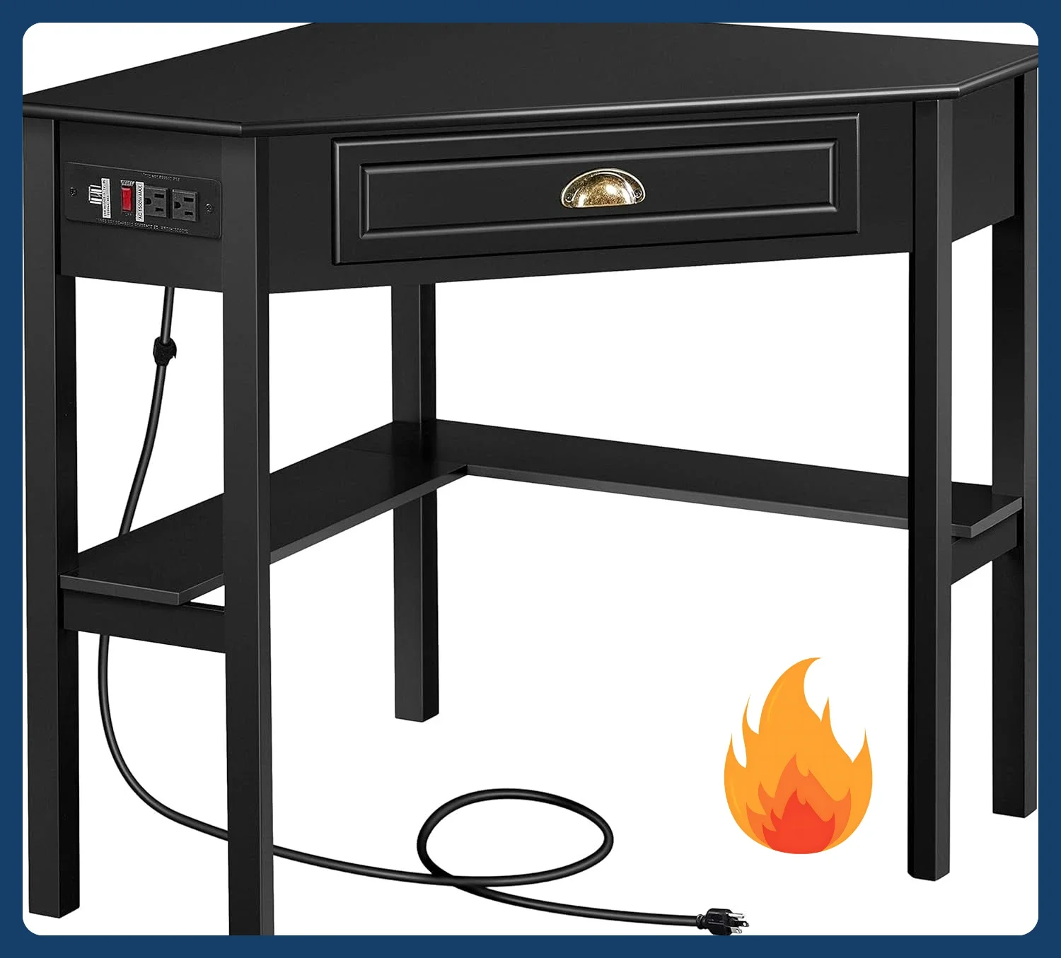 [New Arrival!]L Shaped Computer Desk Corner Table with Charging Station Outlets for Small Space, 90 Degree Triangle Desk Home Of