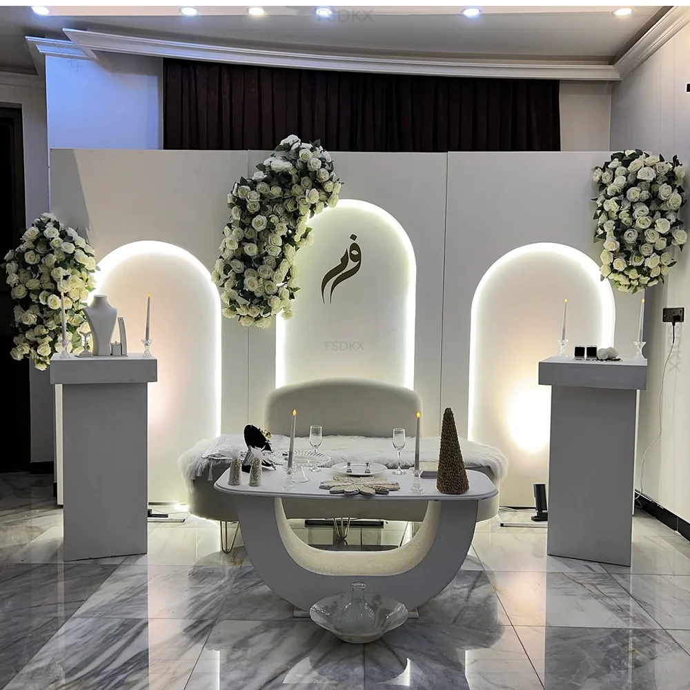 

Wedding Event Birthday Party Light Backdrop Decoration Multi-layer White Arch Backdrop