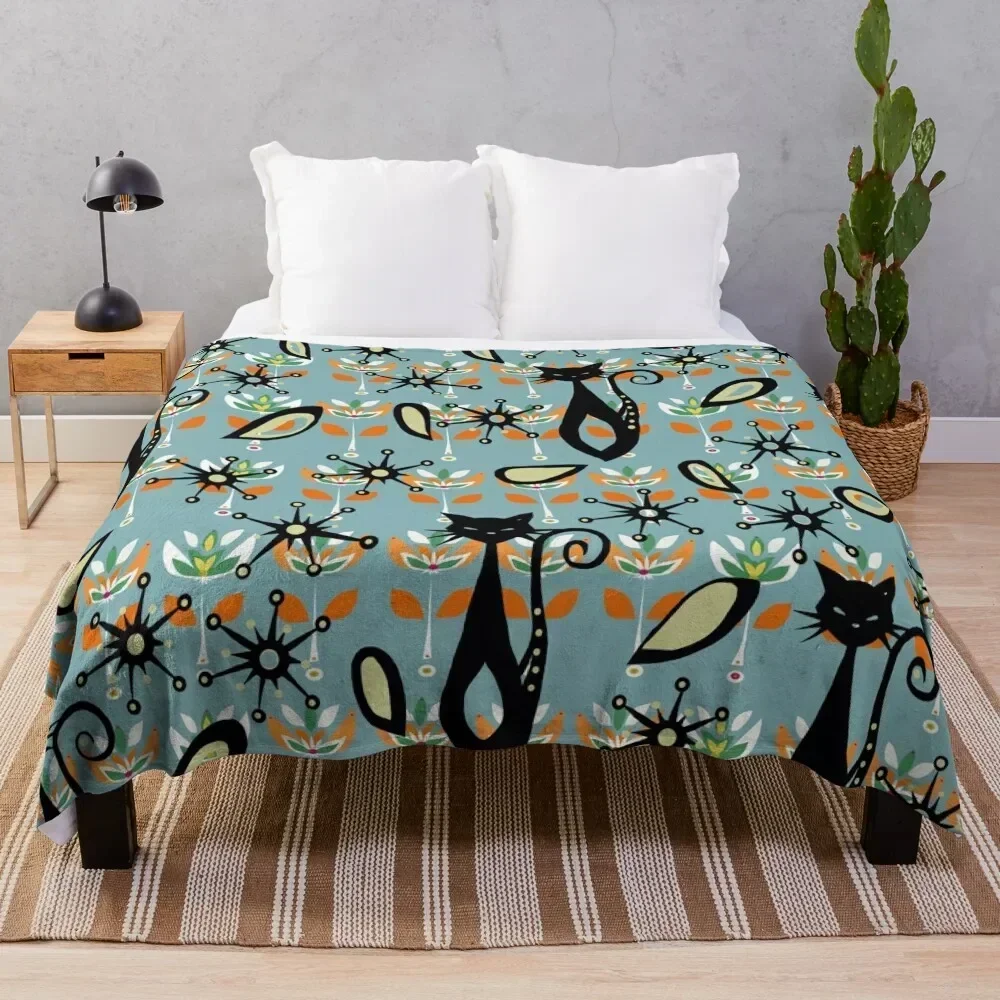 

Atomic cat, mid century modern Throw Blanket Reusable Durable Soft Blanket for All Seasons