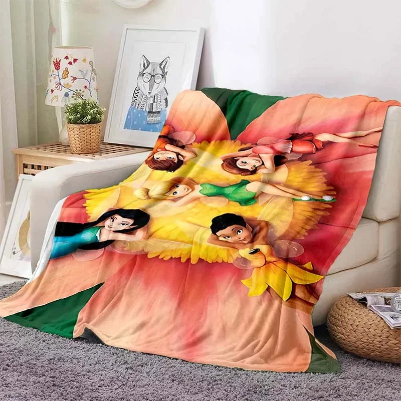 Tinkerbell Warm Soft  Blanket Fluffy Children and Adults Sofa Plush Bedspread Throw Cartoon Blanket for Sofa Bed