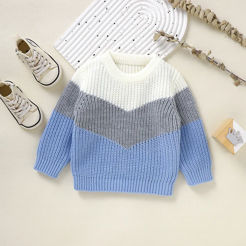 Baby Sweaters Knit Infant Girls Pullover Fashion Striped Newborn Chlidren Clothing Long Sleeve Autumn Outerwear Boys Warm Winter