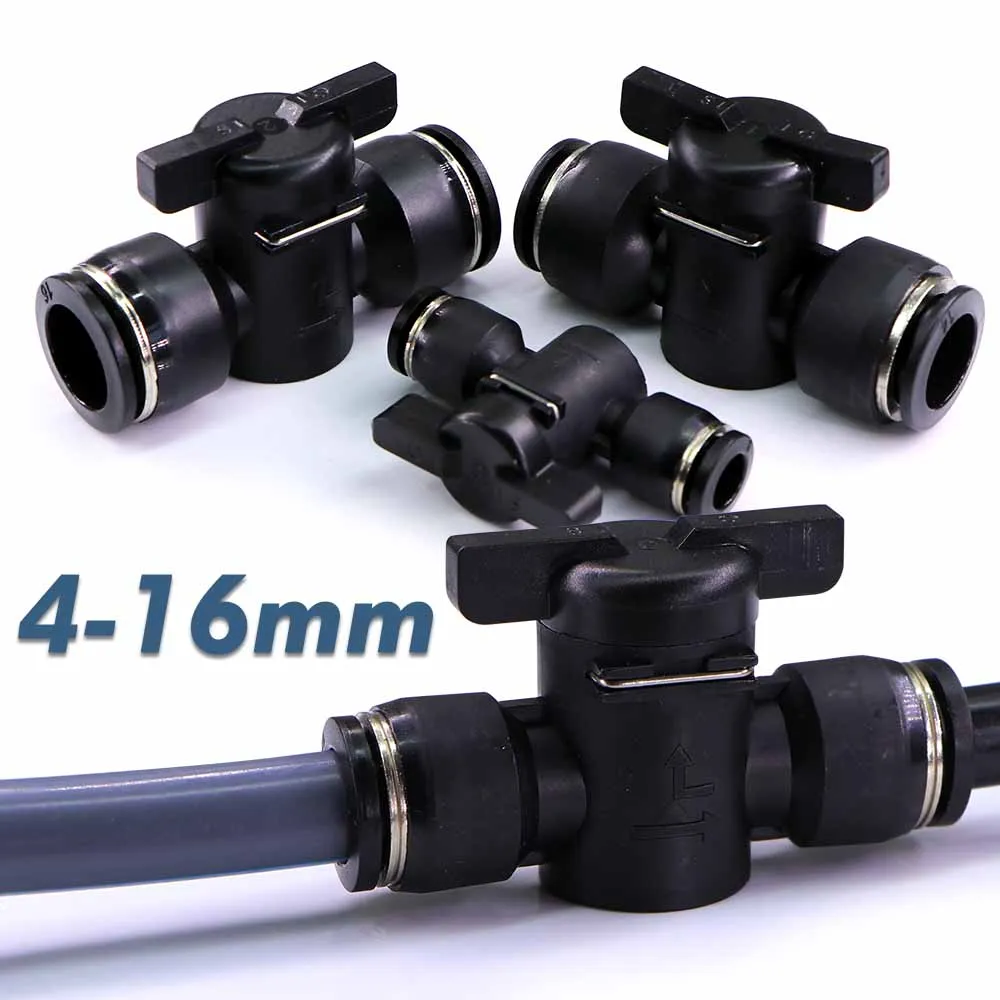 Adaptateur de tuyau à valve manuelle 4-16 mm, raccord rapide à verrouillage, connecteur de déconnexion rapide, coupe-circuit d'eau, joint pneumatique, raccords pour tubes PE