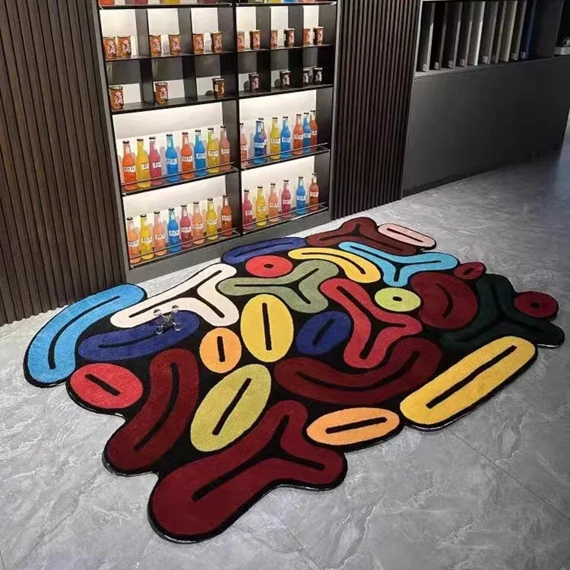 Fashionable Carpet Living Room Creative Art Color Relaxing Bedroom Bedside Carpet Floor Mat Decoration Interieur Salon Furniture