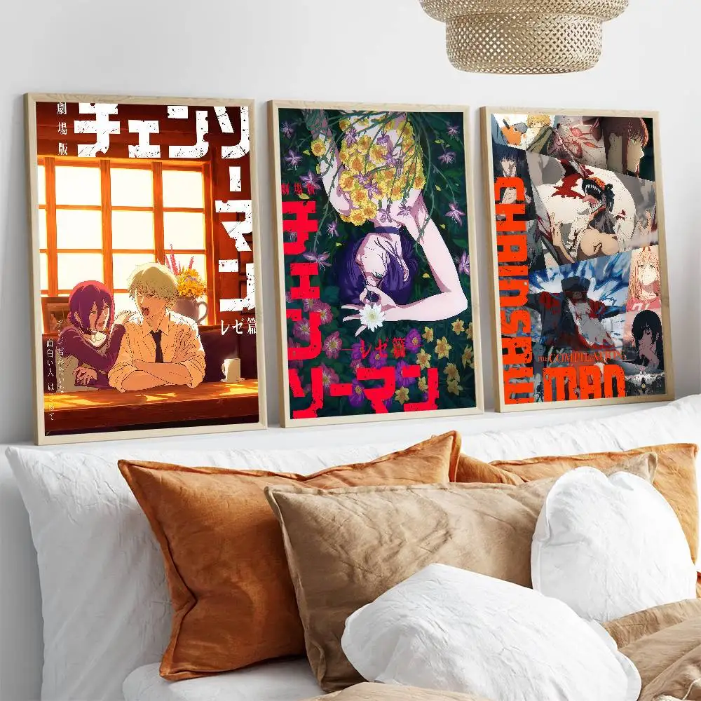 Motosierra hombre la película Reze Arc póster galería impresiones autoadhesivas decoración del hogar calcomanías de pared pegatina para el salón
