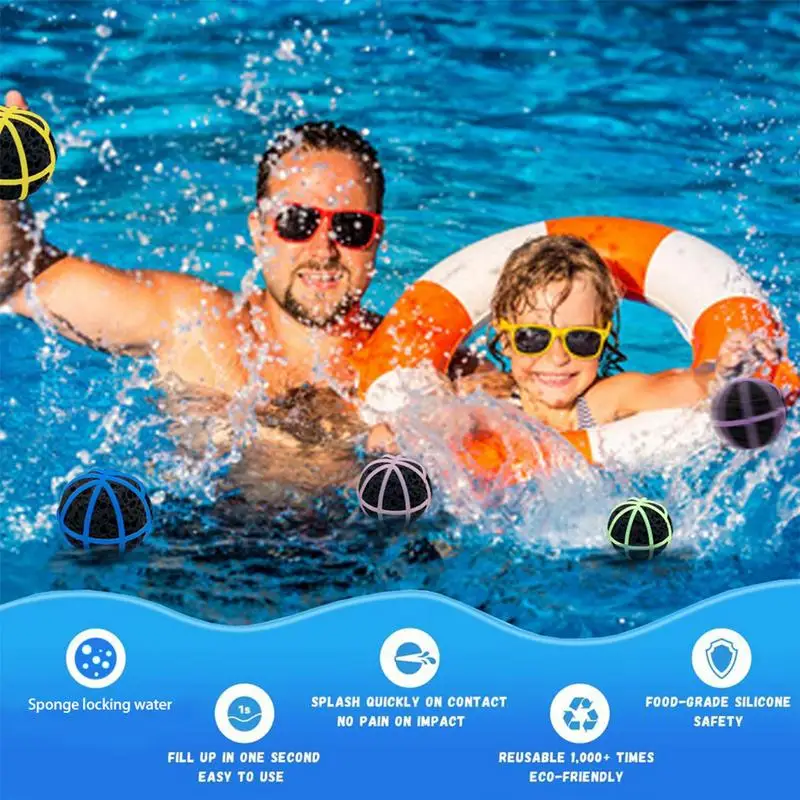 Reusable Water Balloons For Kids 6PCS Silicone Shell Water Balloons For Kids Water Play Game Pool & Summer Toys Outdoor Fun For