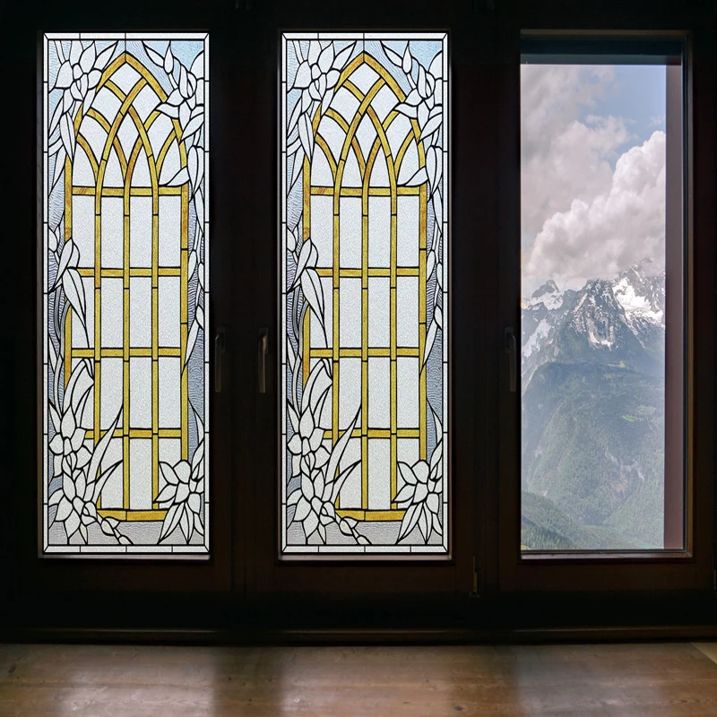 Window Film Frosted Stained Glass Films Church Static Cling Privacy Films Door Sticker Kitchen Office Home Decor Customized