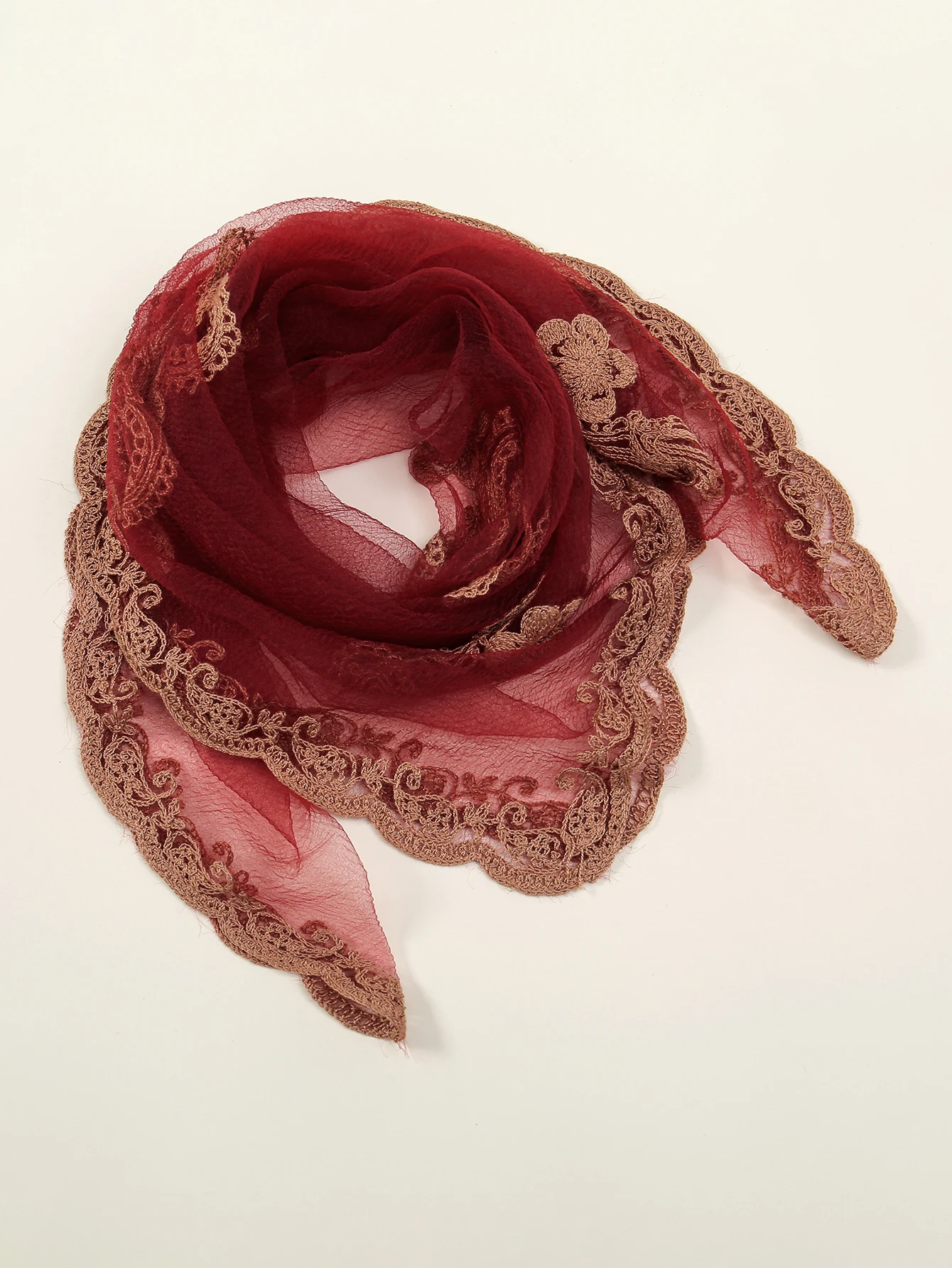 Lace Paisley Embroidery Bandana Square Scarf Elegant Breathable Silk Scarves Women Sunscreen Lightweight Shawl Headband