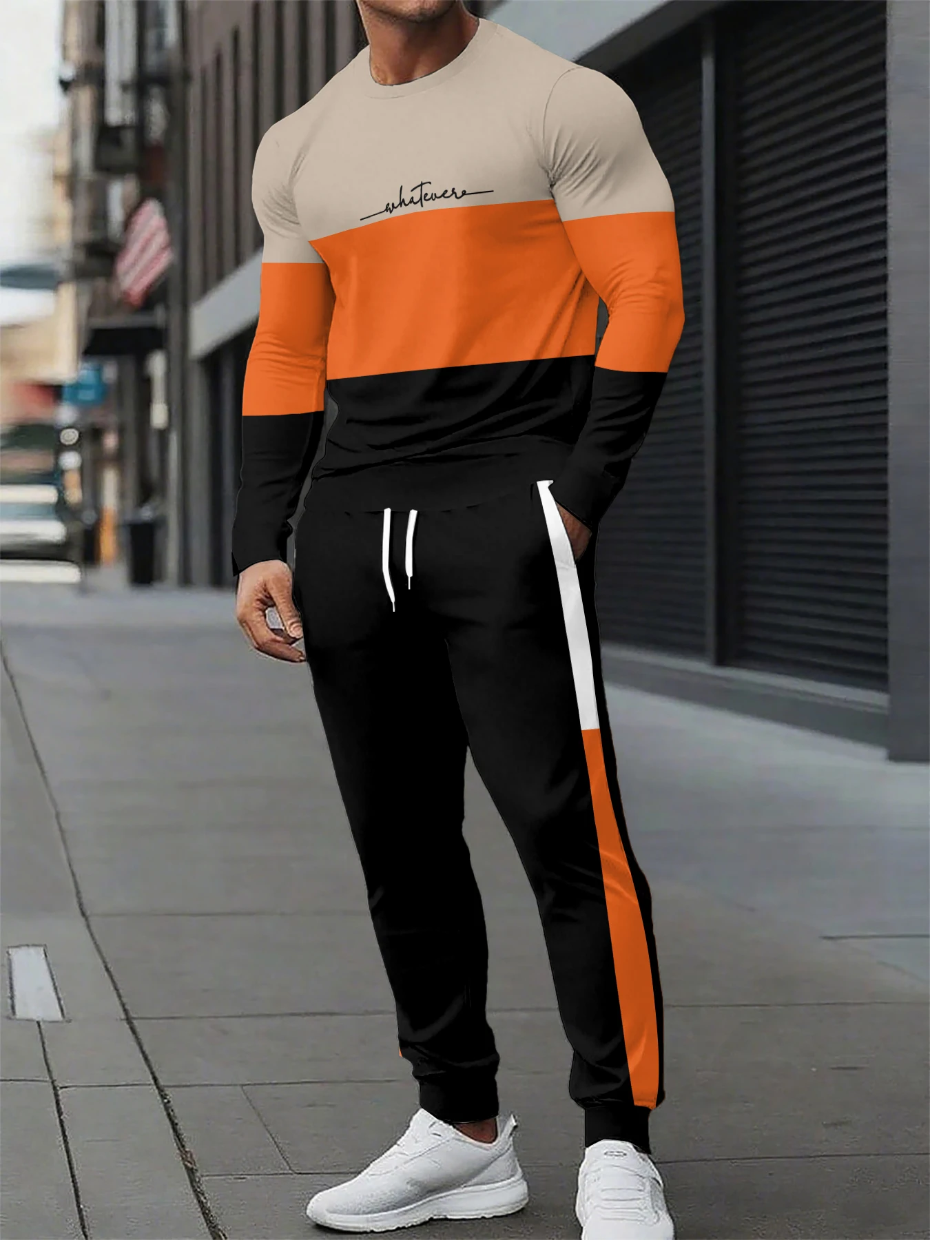 

Летом мужских уличных модных комплектов и дышащих спортивных повседневных комплектов с длинными брюками для взрослых.