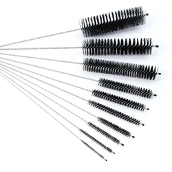 304 Stainless Steel Pipe Brush White Straw Brush Black Tube Brush 10-piece Cleaning Brush Soft Bristled Straw Cleaning Brush