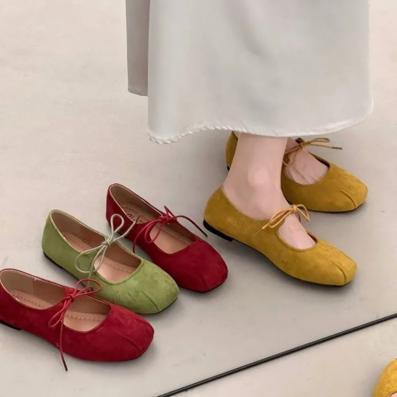 New French Suede Flat Single Shoes Women's 2025 Spring/Summer Gentle Mary Jane Shoes