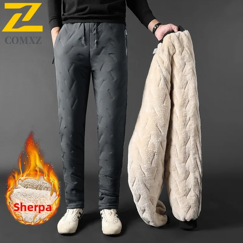 

2025 Cotton Pants Men Outdoor Sports Thick Velvet Warmth Loose Comfortable Harem Pants Autumn Winter Large Cotton Feather Pants