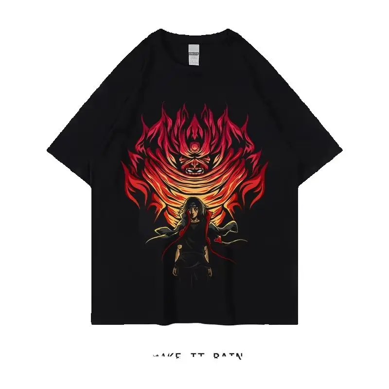 Parent Child Naruto Anime Cartoon Printed Short Sleeved T-shirt, Naruto Itachi Boys' Peripheral Children's Summer Clothes
