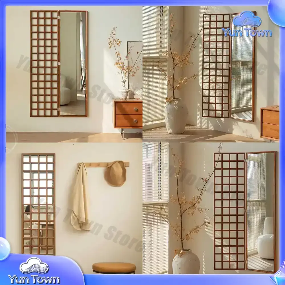 Items Wooden Mirror Garden Long Aesthetic Bedroom Compact Girls Wall Hanging Nordic Square Espelhos Living Room Decorations