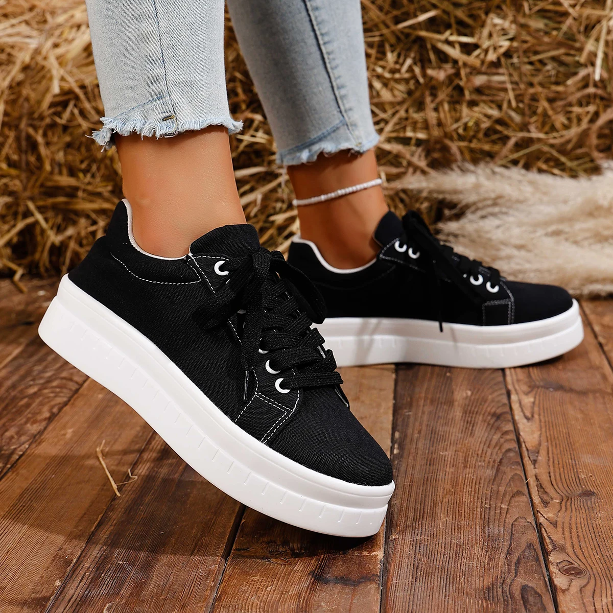 Damenmode, lässige, vulkanisierte Schuhe, Damen-Outdoor-Wanderschuhe, atmungsaktive Damen-Sneakers mit Keilabsatz, Zapatillas Mujer. – Detail 8