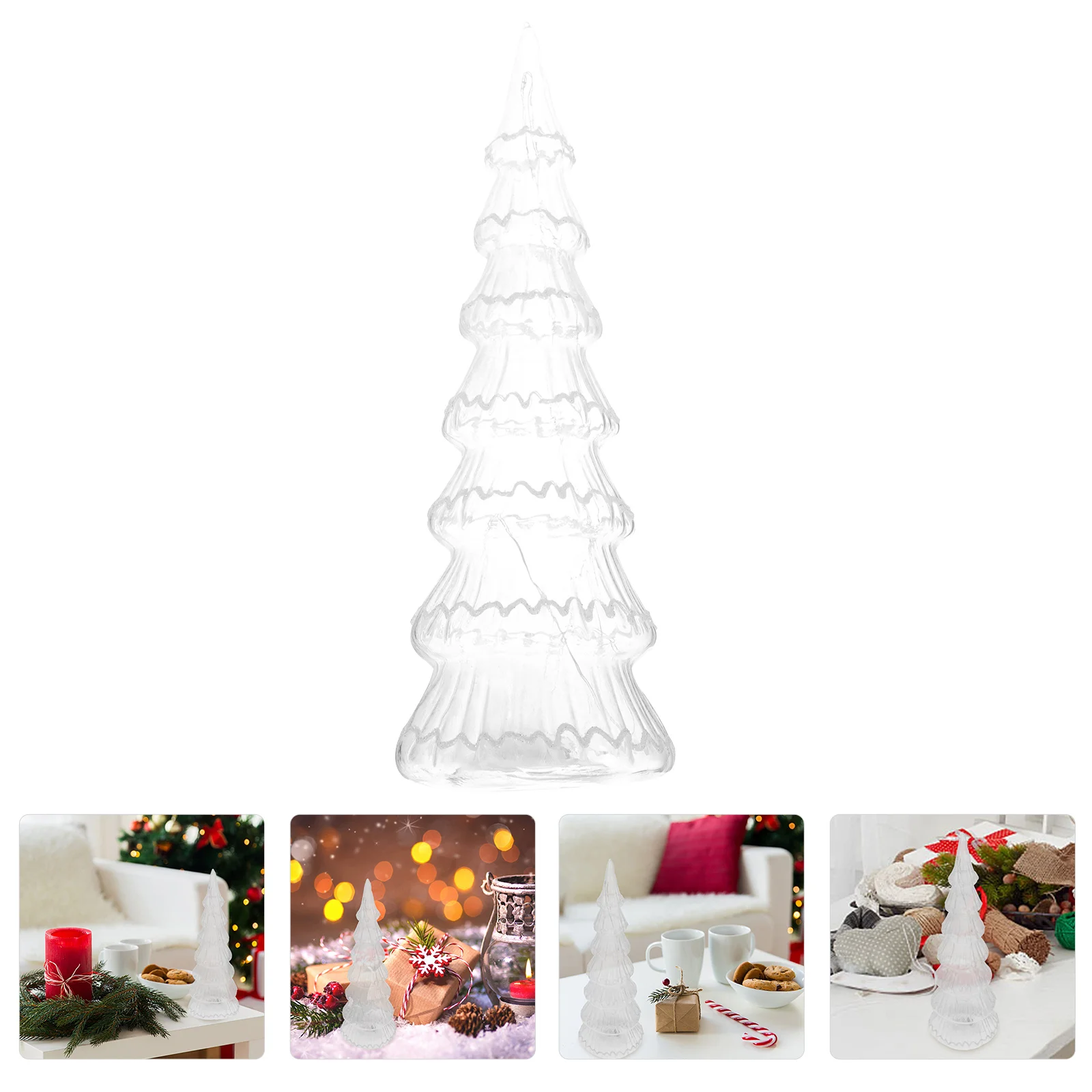 

10 pcs Glass Christmas Tree Lamps Tree Shape Lights Decorative Xmas Showcase Adornments Xmas Desktop Decorations for Christmas