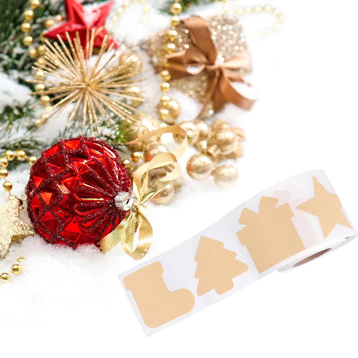 

Christmas Stickers Delicate Paper Gift Packaging Kraft Sealing Label Self-adhesive