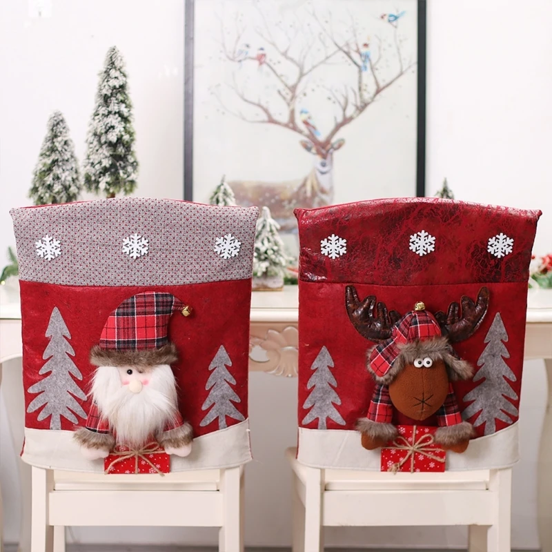 Funda para silla Navidad, para hogar, funda para asiento para silla, decoración Año Nuevo para fiesta