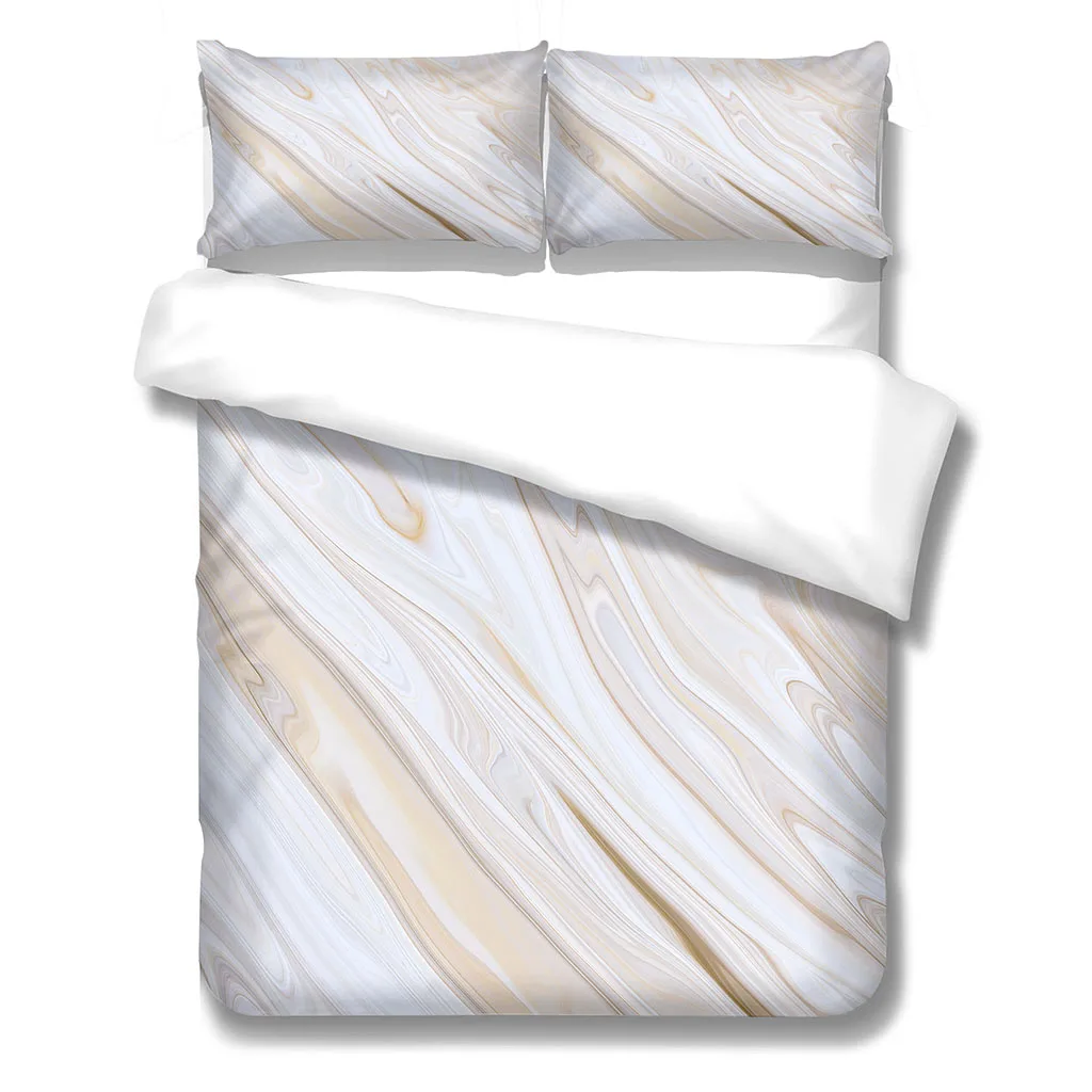 

HUANZHUANG Lovers Golden Marble Slab 3 Pieces Duvet Cover Set Fashion Bedding Set Queen Size Bed Boy Girl Comforter Cover Set Ch