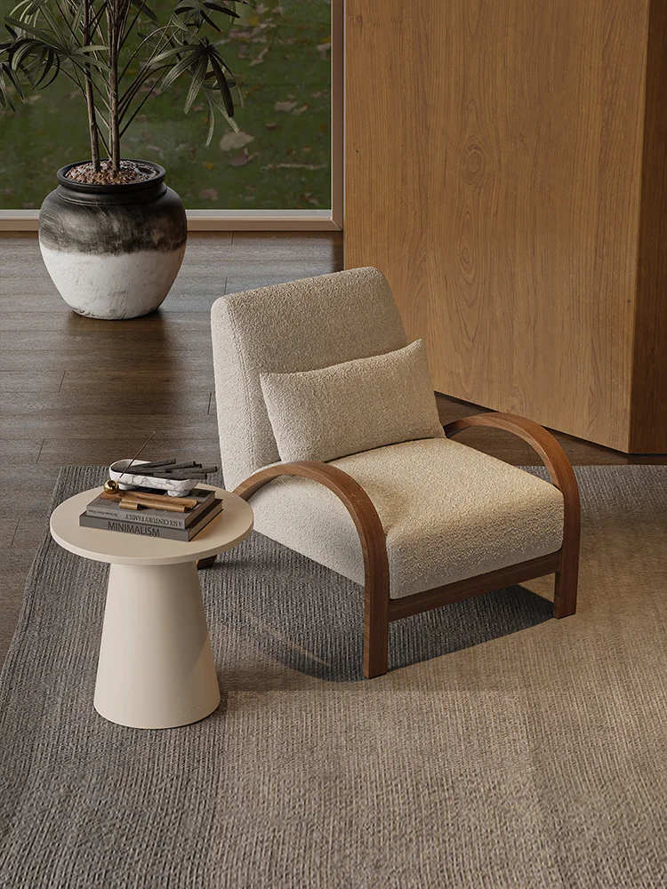 Wabi Sabi Wind كرسي أريكة فردي مصمم لغرفة المعيشة وشرفة B & B منطقة استراحة الفندق والاستقبال وطاولة واحدة وكرسيين