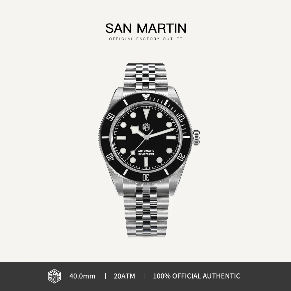 San Martin 40mm BB Men Watch Luxury Sport Diver Fly Clasp NH35 Automatic Mechanical Man Watches Jubilee BGW-9 20Bar SN0128