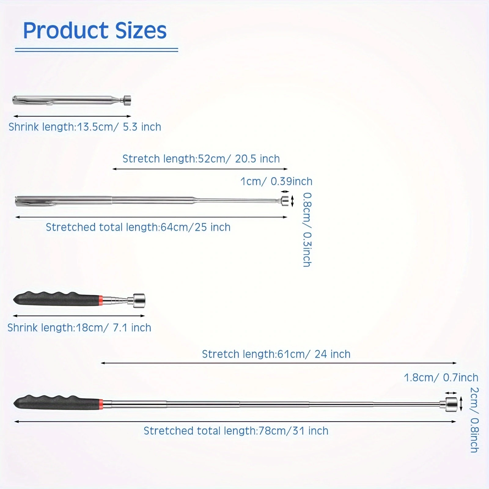 Telescopic Magnet Pick-Up Tool for Hard-to-Reach Areas - Grab Screws Nuts Bolts - Extended Reach Metal Detector
