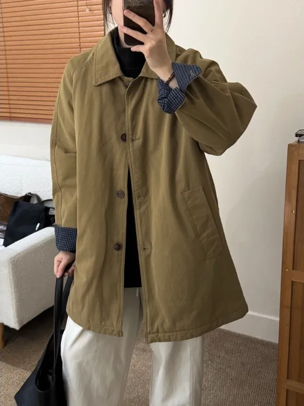 الكورية Sle خفيفة الوزن أسفل القطن Jaet المرأة شتاء جديد فضفاض سوبر لطيف منتصف طول معطف القطن ثينيد طويل Sve