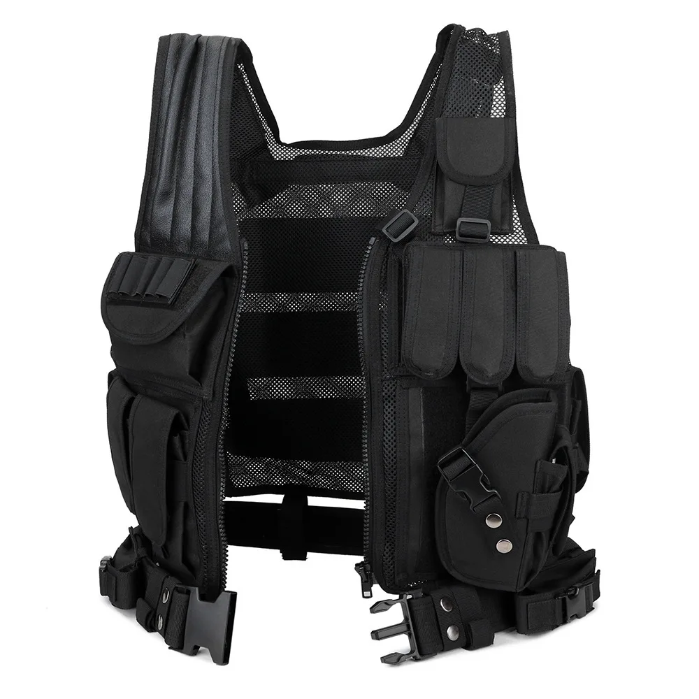 

Adjustable Security Clothes Swat Tactical Vest Swat Jacket Chest Rig Multi-Pocket Molle Army CS Training Camping Accessories