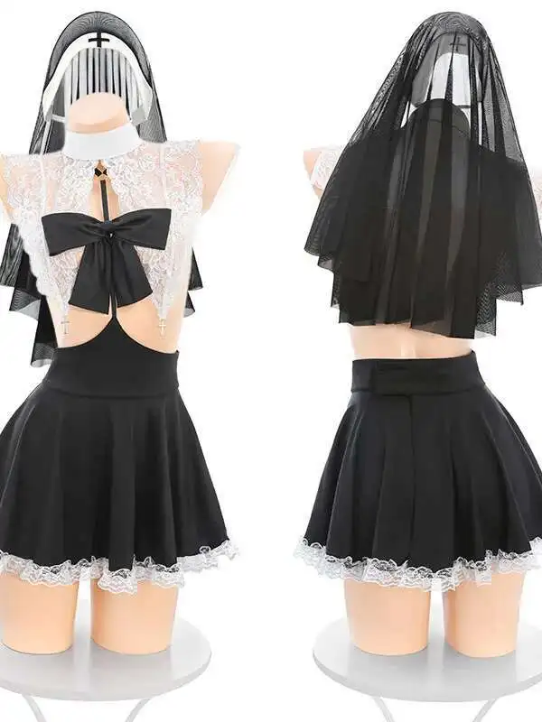 Exótico SM Sexy malla encaje transparente uniforme vestido elegante dulce moda tanque Mini vestido 2025 nueva moda mujeres Tops coreano C0YA