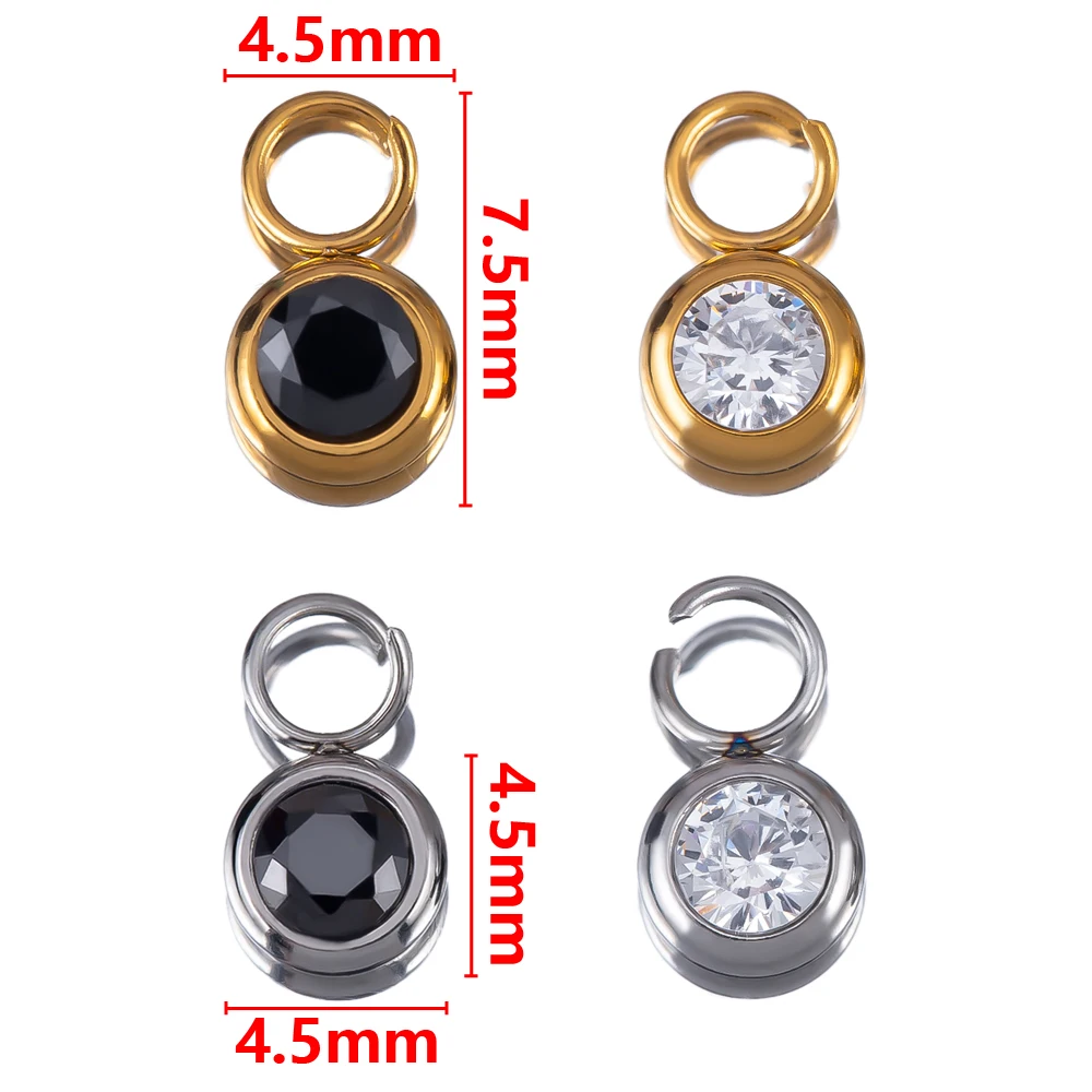 Pendentifs en acier inoxydable et Zircon, breloques en cristal pour la fabrication de bijoux, collier, Bracelet, accessoires faits à la main, vente en gros, 10 pièces