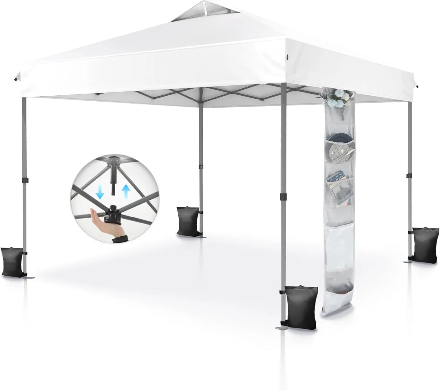 

10x10 Pop Up Canopy Tent - One Push Setup, Instant Shade Tent with Vented Roof for Beach & Events - Includes Storage Bag, San