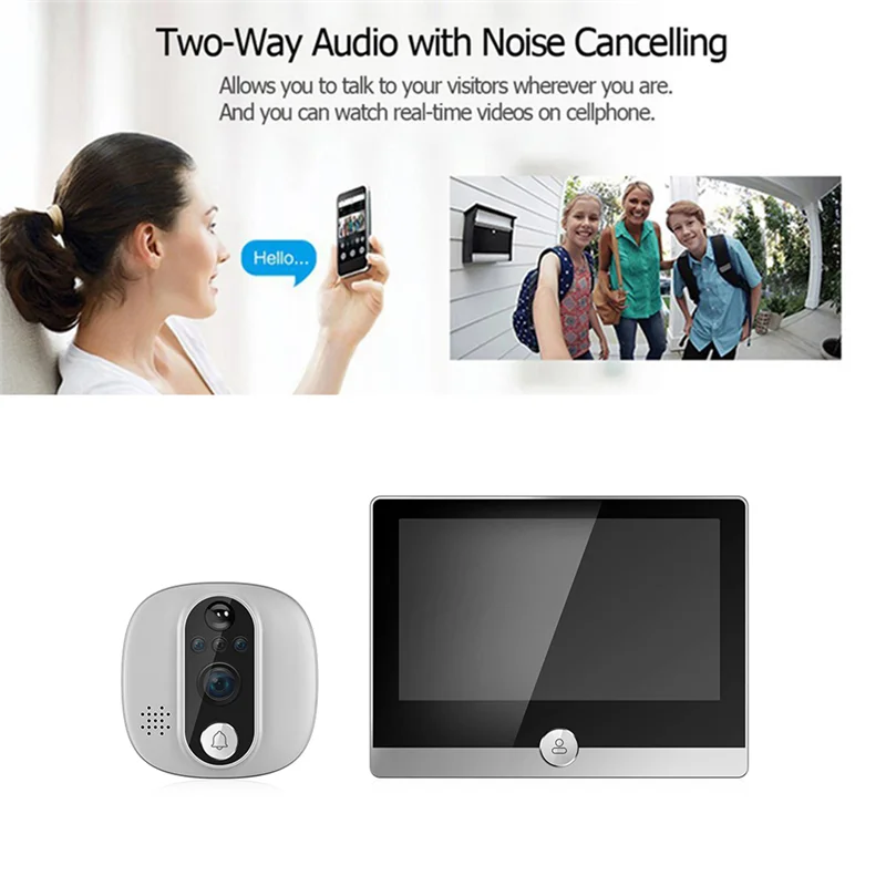 ATP-4.3 Inch TUYA WiFi LCD Screen Digital Doorbell 1080P Intercom Night Vision Electronic Peephole Door Camera Viewer