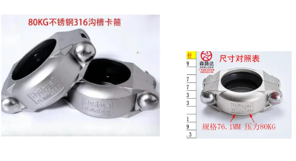 Stainless steel corbel groove pipe clamp half joint clamp DN20, DN25, DN32, DN40,DN50,DN65,DN80,DN100,DN125,DN150