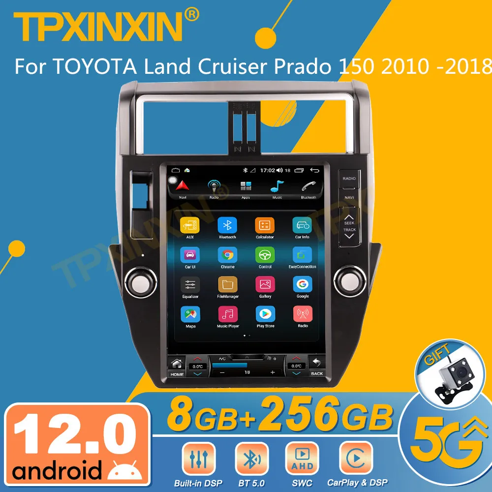 Android 12 For TOYOTA Land Cruiser Prado 150 2010 -2018 Android Car Radio 2 Din Autoradio Stereo Receiver GPS Navi  Multimedia