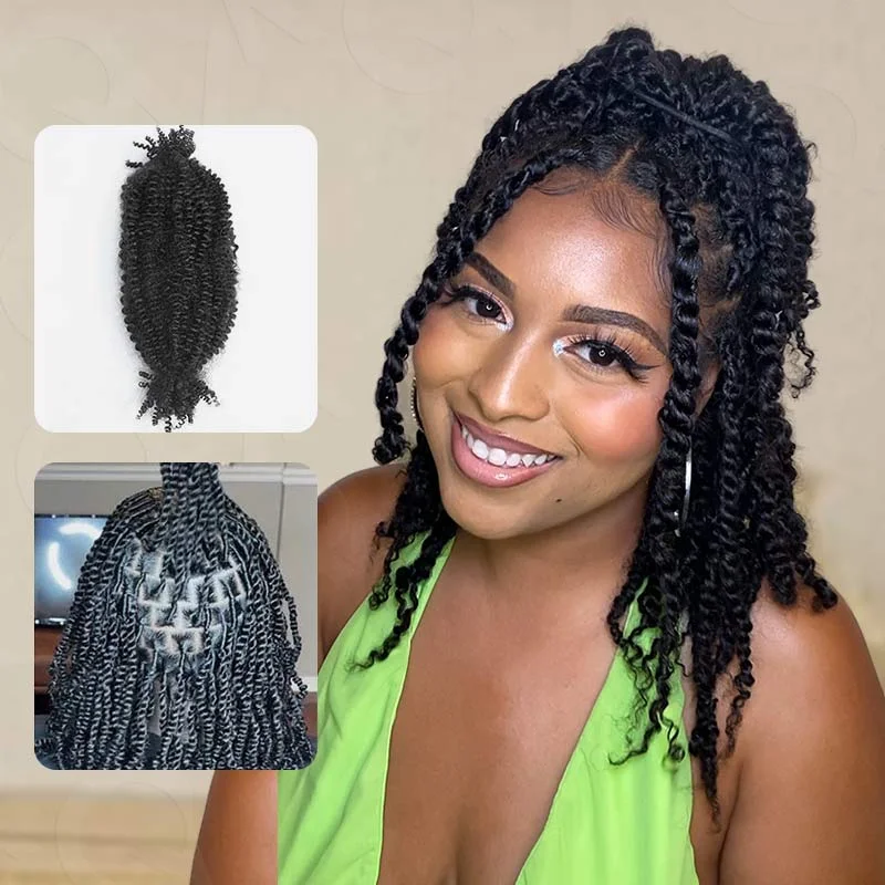 QVR Brazilian Remy Hair Afro kinky Curly Bulk 100% Human Hair For Braiding  Twist Hair 50g/pc Natural Color Braids Hair No Weft