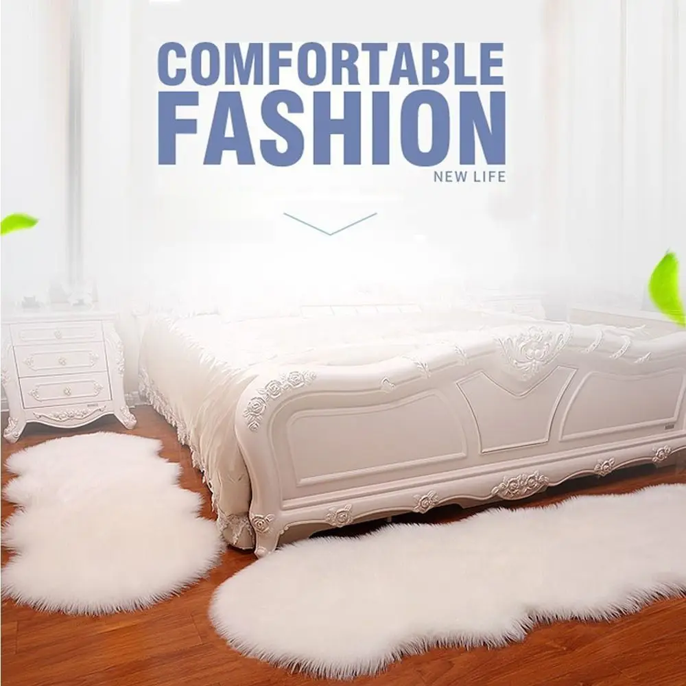 Imitation Wool Washable Fluffy Shaggy Non Slip Long Hair Carpet Bedroom Mats Soft Rugs Faux Fur Sheepskin Rug