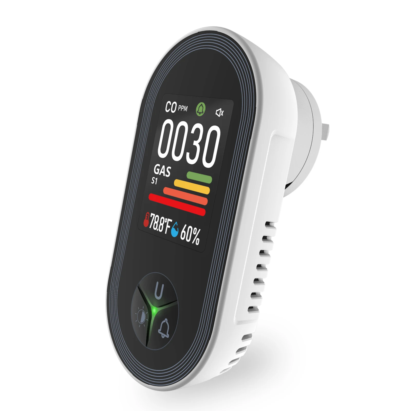 MOES – détecteur de gaz combustible 4 en 1, monóxide de carbone, moniteur intégré, alarme, affichage enfichable avec capteur de température et d'humidité CO