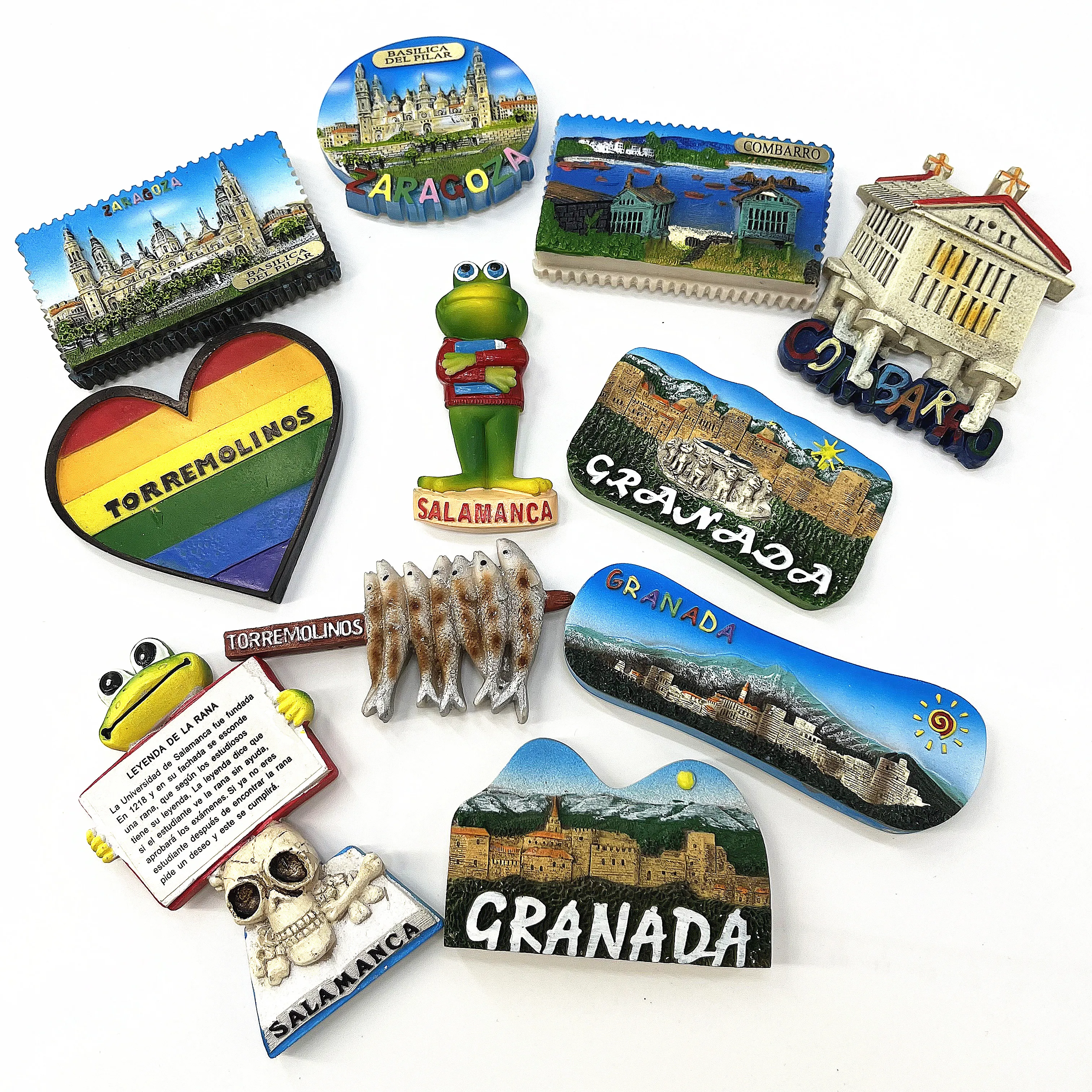 Europa España Salamanca Granada Torremolinos Zaragoza Recuerdos Turísticos de Resina 3D Imán para Refrigerador Decoración Magnética para Refrigerador